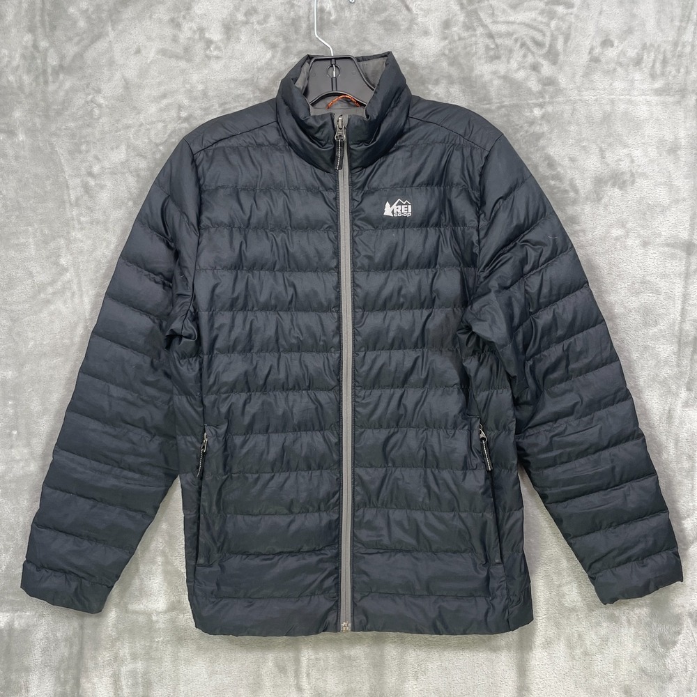 REI Co-Op Puffer Jacket Kids XL (18) Black Down Insulated Lightweight Full Zip